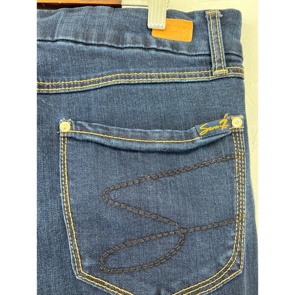Seven 7 Tummyless High Rise Skinny Jeans Dark Wash Women's Size 12 - Picture 6 of 9
